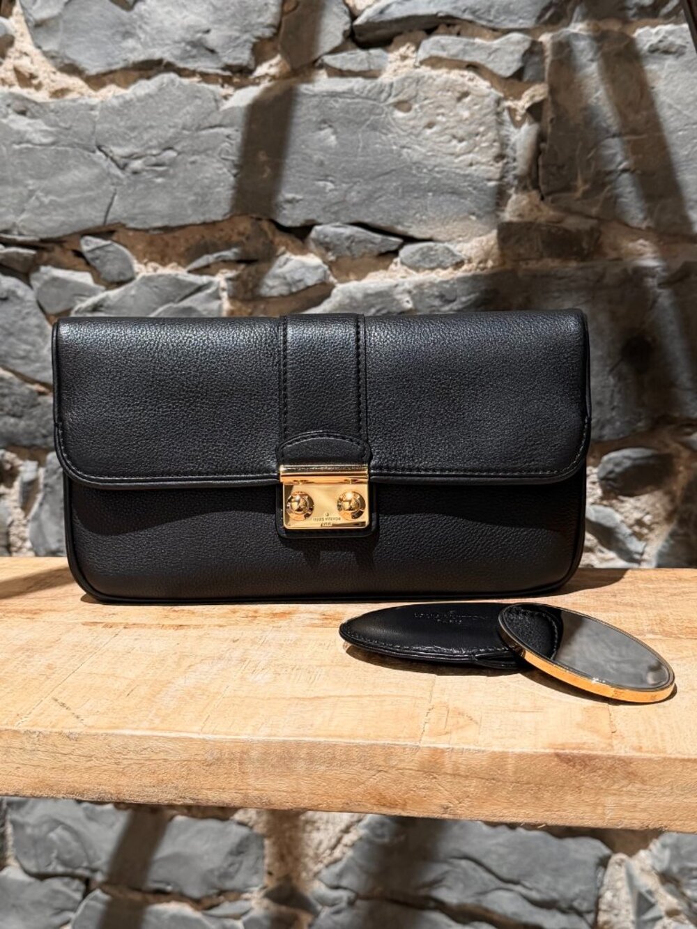Louis Vuitton Black Leather Sofia Coppola Slim Clutch